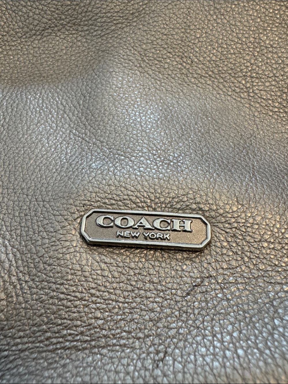 Coach Women's Metallic Taupe Leather Bag with Detachable Crossbody strap.